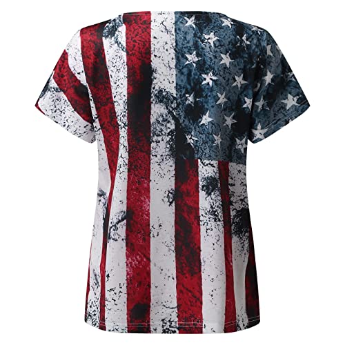 Independence Day Shirt Women, Women Tie-dye Independence Day Fashion Printed Colorful Short Sleeve Blouse - Image 6
