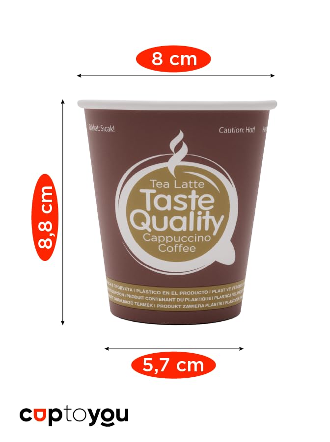 CUPTOYOU 75 adet tek kullanımlık karton bardak, kağıt dondurma bardakları, kahve bardakları, çay, sıcak ve soğuk içecekler, parti bardakları, "Taste Quality" 8 oz (250 ml)