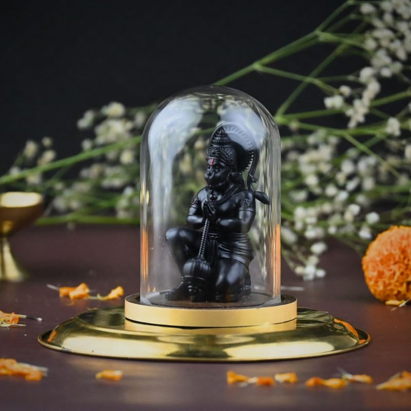 Image of Mahabali Hanuman Idol Black Look Small Divine Murti for Mandir, Car Dashboard, Home & Office | Resin Lord Hanuman Statue for Pooja, Vastu & Festival Gifting