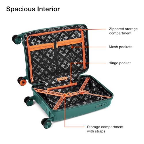 Image of Nasher Miles Polypropylene Spinner Seattle Hard-Sided Cabin Luggage 20 inch | 55cm | 8 Wheels Small Trolley Bag for Travel | Suitcase (Dark Green)