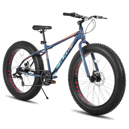 Hiland 24 Inch Fat Tire Mountain Bike, 7-Speed, Blue