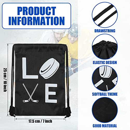 Sinmoe 12 Pcs Hockey Gift Bags 7 x 10 Inch Sport Party Favor Bags Sport Theme Drawstring Bag Hockey Party Favors for Kids Birthday Supplies Field Games Gifts2