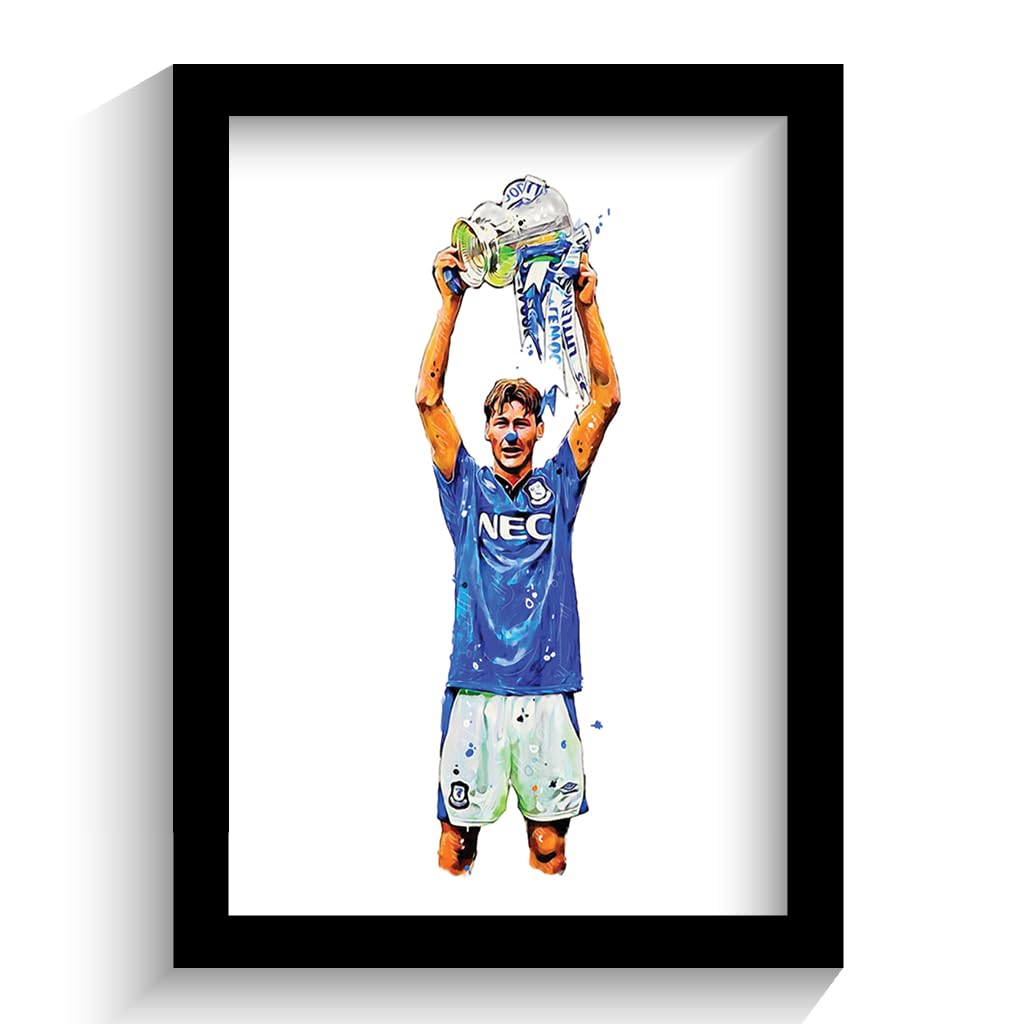 The Football Print Room Black Everton - Duncan Ferguson Framed Illustration Poster