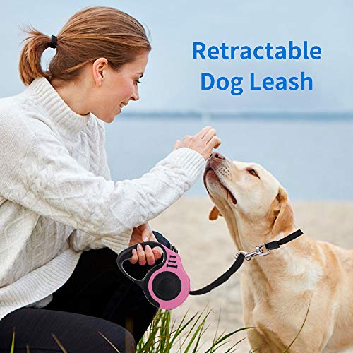 Nishore Trela retrátil para cães Trela de caminhada para animais de estimação com alça antiderrapant