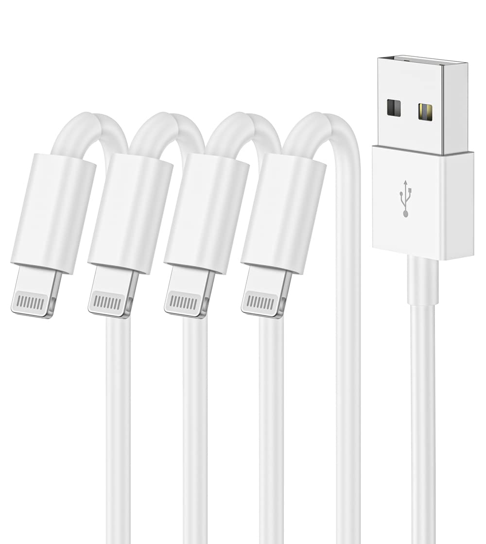 WWB iPhone Charger 6ft 4Pack Apple Charging Cord [Apple Mfi Certified] Lightning Cable 6 Feet Long Cord,Fast iPhone Charging Cable for Apple iPhone 13 Pro Max/12 Mini/11/XR/Xs/X/8/7/6 Plus/5/iPad Air
