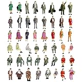 1:87 HO Scale People Figures 50PCS | Gdaya Hand Painted Seated and Standing Miniature People Figures Passengers | Model Train Figures Tiny People for Miniature Scenes