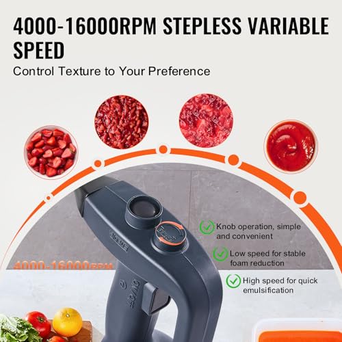 Image of VEVOR Commercial Immersion Blender, 350W Heavy Duty Hand Mixer, 16 inch Stepless Variable Speed Mixer with Stainless Steel Blade, Multi-Purpose Portable Mixer for Soup, Sauces, Mashed Potatoes, Cream