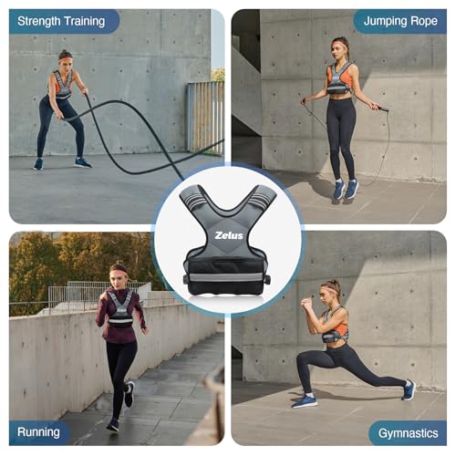 Image of ZELUS Weighted Vest for Men and Women | 4-10lb /11-20lb /20-32lb Vest with 6 Ironsand Weights for Home Workouts | Adjustable Body Weight Vest Exercise Set for Cardio and Strength Training