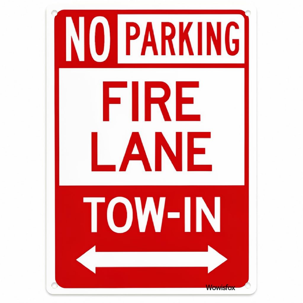 No Parking Fire Lane Tow-In Sign, 8 x 12 Inch Aluminum, Mounting Holes