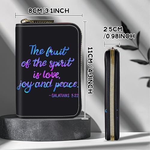 Image of Cute Credit Card Holder with Zipper, Bible Verse RFID-Blocking Card Case Small Wallet for Women Men, Multi-slot Card Organizer Case Travel Accordion Wallet