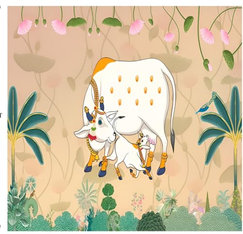 Image of Wedding Decorationss Curtains for Background |pichwai Backdrop Cloth for decorationcow Backdrop Cloth for decorationbackground decorationss Cloth 8 8FT(Two Cow Gold) gudi padwa Backdrop