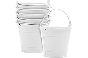 Juvale 6 Pack White Mini Galvanized Buckets with Handles for Party Favors,...