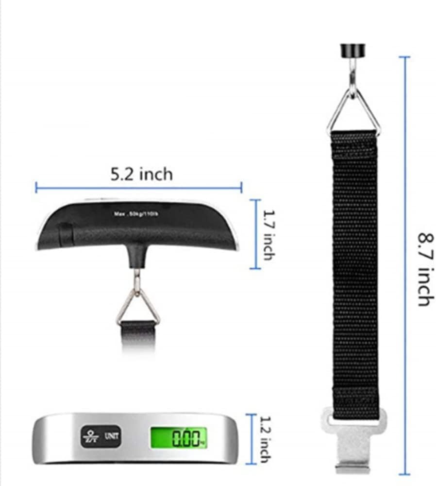 Báscula de equipaje portátil, báscula de peso digitalBáscula de equipaje, báscula portátil Pantalla LCD digital Maleta de mano de 50 kg Bolsa de viaje Gancho de peso Báscula de pesaje electrónica Pesa