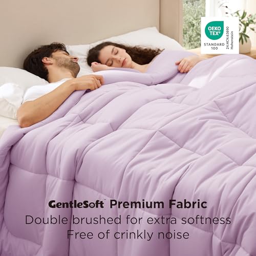 Image of Bedsure Comforter Duvet Insert - Quilted Comforters Oversized King Size, All Season Duvet, GentleSoft Down Alternative Bedding, with 8 Tabs, Gifts for Women, Light Purple, Oversized King 116x98 Inche