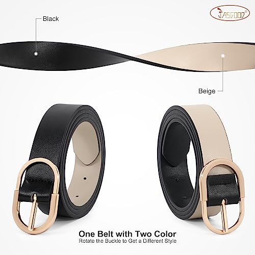 JASGOOD Women Reversible Leather Belt for Jeans Pants Fashion Leather Belt with Gold Buckle4