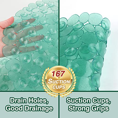 Bath Mats For Bathroom Tub Non-Slip 27X14 Inch,Bath Mat For Tub Feels Great On Tired Feet,Eco Friendly Machine Washable Shower Tub Mats With 167 Big Suction Cups,Shower Mat,Bath Tub Mat,Green #TOP2