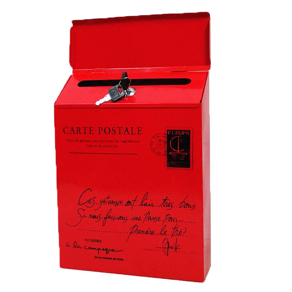 Boîte aux Lettres Murale verrouillable, Grande capacité, Multicolore, Style rétro, en métal, idéale pour la Maison, Le Bureau ou l'école.