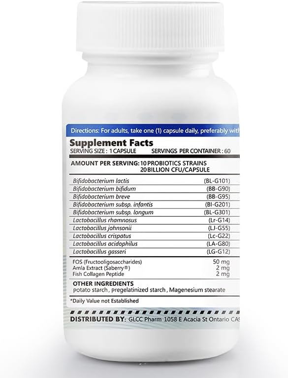 Gastrointestinal Probiotics, Flora-Focus 20 Billion CFU, 10 Probiotic Strains with Amla Extract, 60 Capsules, Digestive & Immune Support Supplement - Image 2