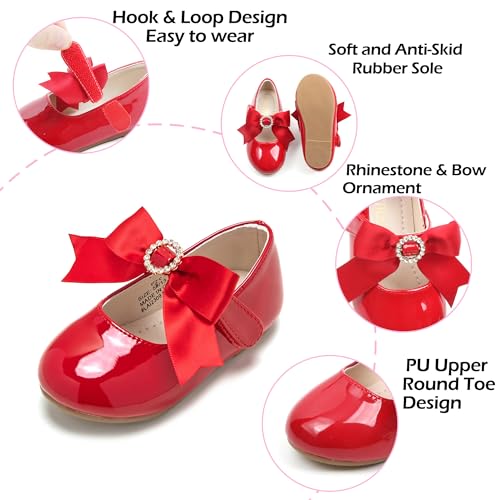 Image of PHIRAMIN Toddler Flower Girl Dress Shoes - Little Girl Mary Janes Flats Wedding