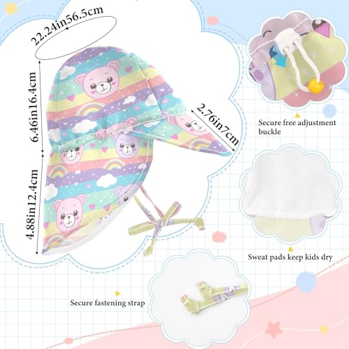 Bear Cartoon Toddlers Sun Hats Toddler Boy Beach Bucket Hat Baby Girls UPF 50+ Protection Neck Flap Beach Essentials4