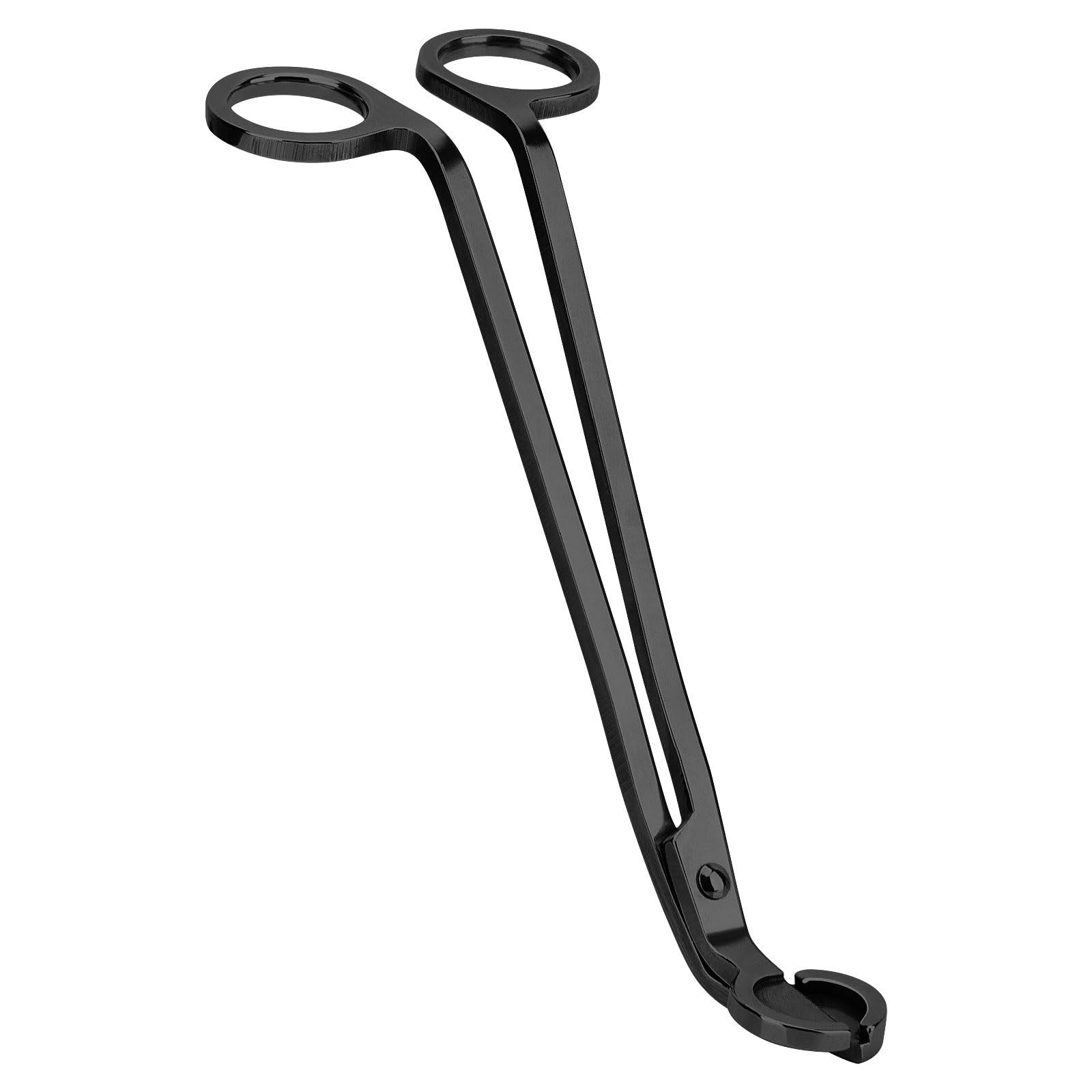 CHEFBEE Candle Wick Trimmer, Polished Stainless Steel Wick Clipper Cutter, Scissors, Reaches Deep Into Candles to Cut Spent Cord, Allow Cleaner Burn and Prevent Soot Buildup (Black)