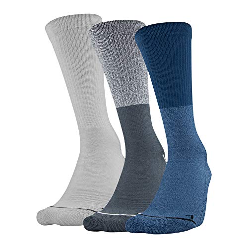 Under Armour Men's Phenom Solid Crew Socks, 3-Pairs, Petrol Blue Assorted, Shoe Size: Mens 4-8, Womens 6-9