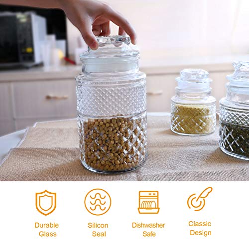 image for Flrolove 60oz Glass Food Storage Canisters Jars with Tight Lids for Ki