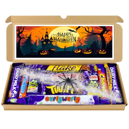 Halloween Trick or Treat Selection Box Chocolate Hamper | Letter Box Gift | 10 Fullsize Dairy Milk Chocolate bars | Ideal Halloween Party Gifts