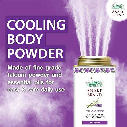 Snake Brand Prickly Heat Cooling Powder for Everyday Use - Anti-Chafing, Heat Rash Relief, Relaxing Lavender Scent (9.9 Oz / 280g) - Image 3