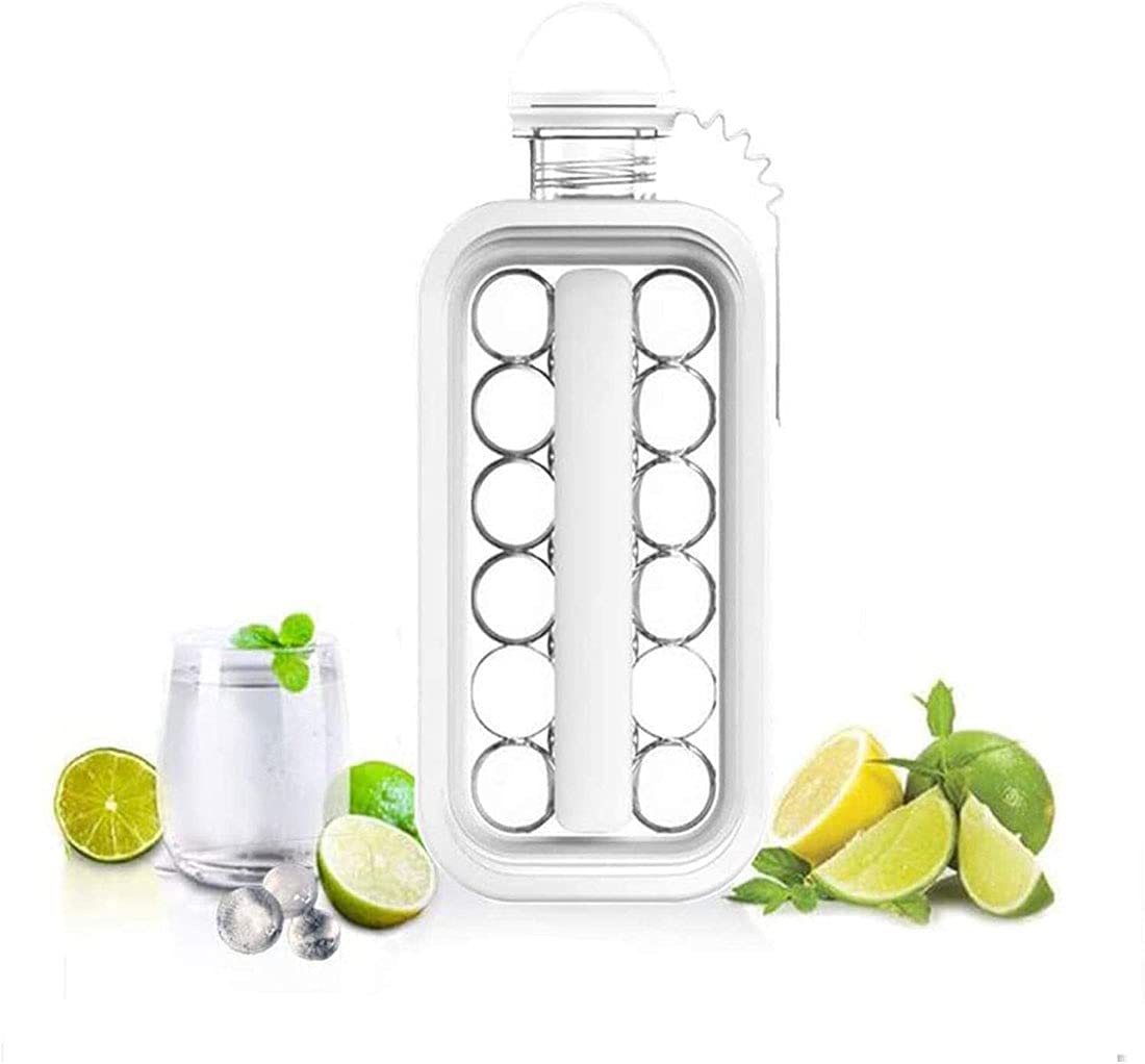 AWH Ice Cube Trays 2 in 1 Portable Ice Ball Maker Kettle With 17 Grids Flat Body Lid Cooling Ice Pop/Cube Molds For Hockey,Cocktail,Coffee,Whiskey,Champagne,Beer,Juice,Water