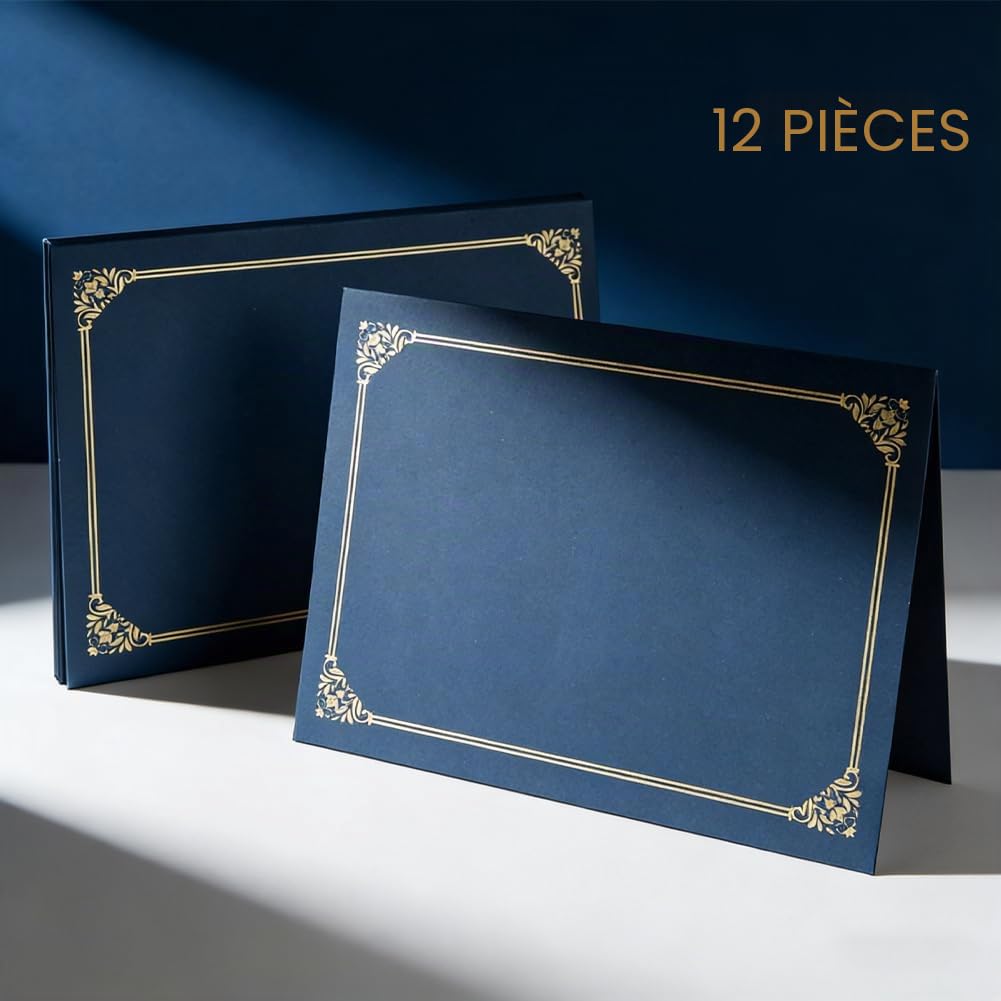 5 Pcs Couverture de Certificats Couverture de Protection Certificats Diplôme Porte-Certificats Etuis Housse en Carton Protège-Documents A4 Couvertures de Graduation Bleu
