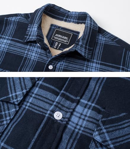 MAGNIVIT Mens Flannel Plaid Shirts Fleece Warm Winter Coat Sherpa Lining Jackets Soft Thickened Outwear Casual Outdoor Travel4