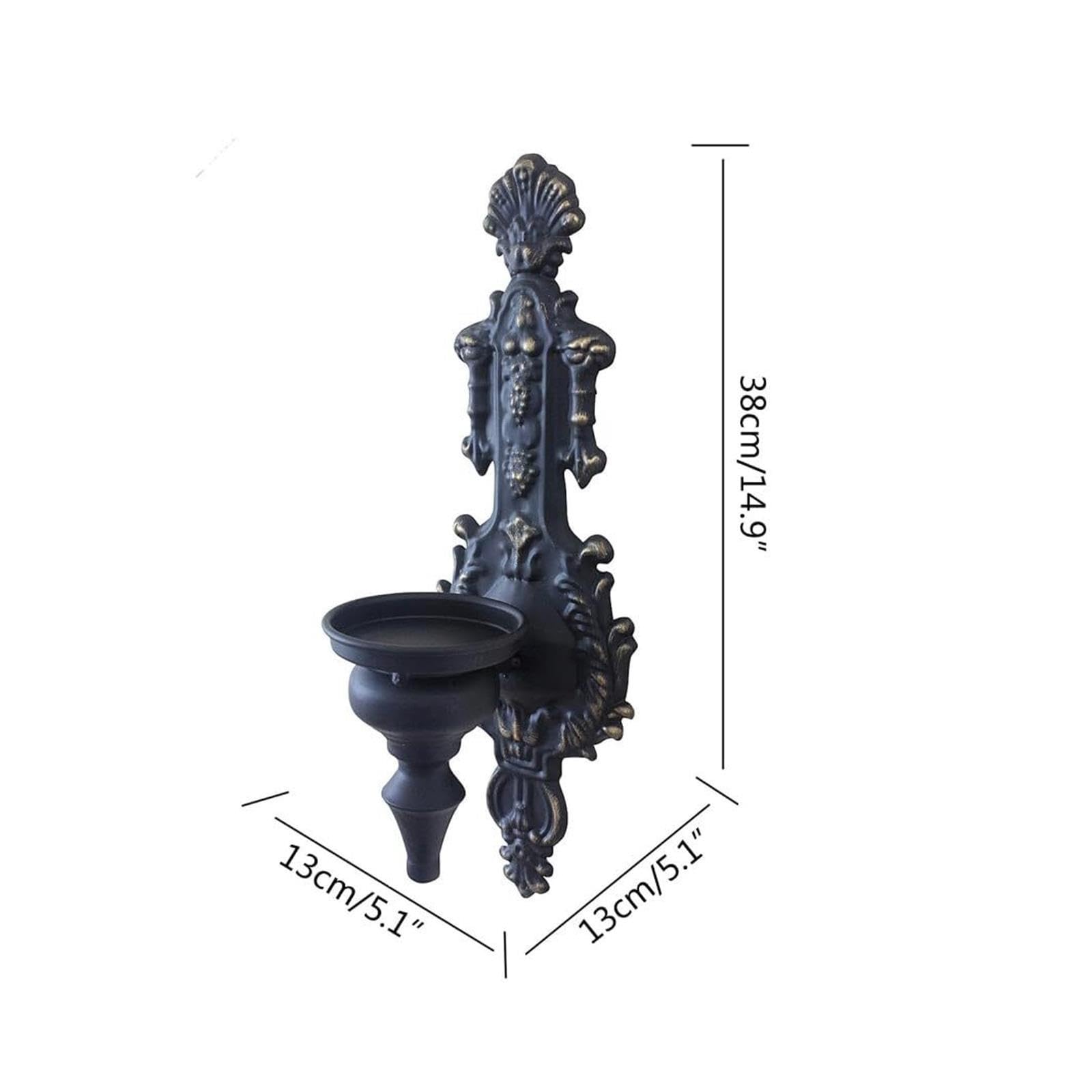 Kerzenleuchter Wandkerzenhalter aus Eisen, französischer Hofkegel Kaminverzierung(Black C)