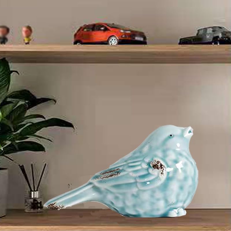 Estatua Decorativa de Pájaros de Cerámica Azul Claro miniatura 5