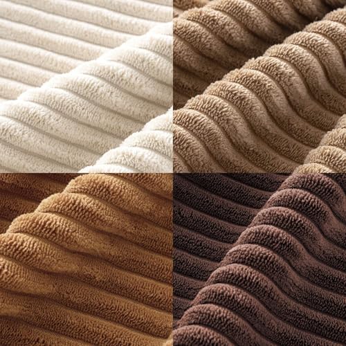 Image of MIULEE Boho Farmhouse Throw Pillow Covers 24x24 Inch Set of 4 Rustic Mordern Neutral Cushion Covers Soft Corduroy Nordic Home Decor for Couch Bed Sofa Living Room Brown