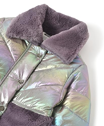Image of Mi Arcus Purple Baby Puffer Jacket with Stand Collar for Girls Kids Infants Toddlers