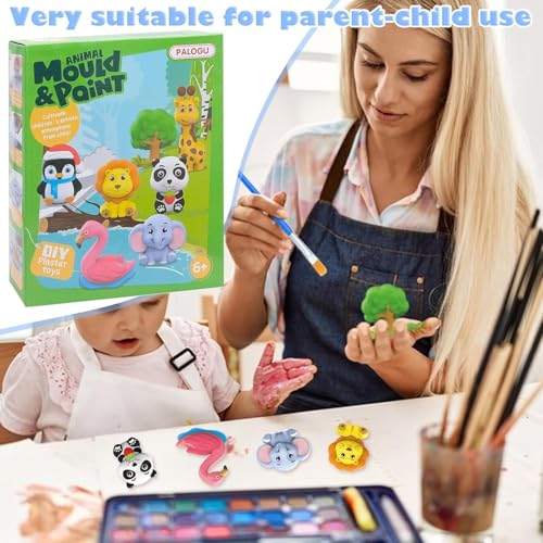 Image of SUPER TOY DIY Mould and Paint Craft kit, Paint Your Own Animal Painting Kit Plaster Figurine Set with Pigments, Palette & Mold Art & Craft Set - Educational Toys for 3-12+ Year Old Boy & Girl