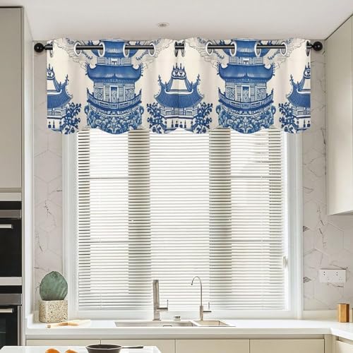 Cenefas para ventanas de salón y dormitorio, dos paneles de diseño asiático abstracto 2