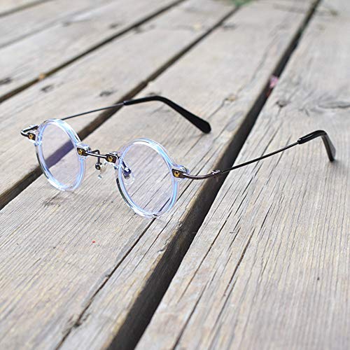 Image of Blue Light Blocking Glasses Computer Game Vintage Small Round Acetate Eyeglasses Frames