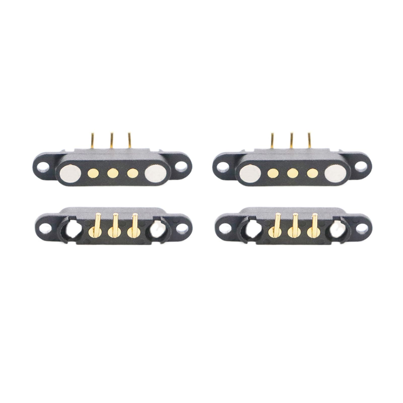 2 Pair 2/3/4/5/6/7/8Pin Bend Magnetic Pogo Pin Connector with Positioning Hole, Male+Female 2.54MM Spring Loaded Pogopin Connector DC Power Charge Probe Socket (3Pin)