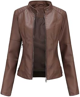 Women's leather jacket slim spring and autumn jacket ladies motorcycle suit large size stand collar leather jacket