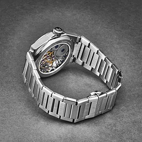 Manager Men's 'Revolution' White Dial Stainless Steel Bracelet Hand Winding Watch MAN-RM-04-SM3