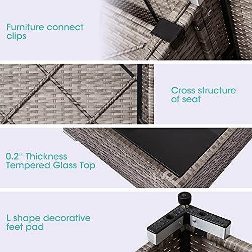 SUNVIVI OUTDOOR Patio Furniture Sets, 7 Piece All-Weather Grey PE Wicker Furniture Set, Patio Sectional Conversation Sofa with Coffee Table, Removable Cushions