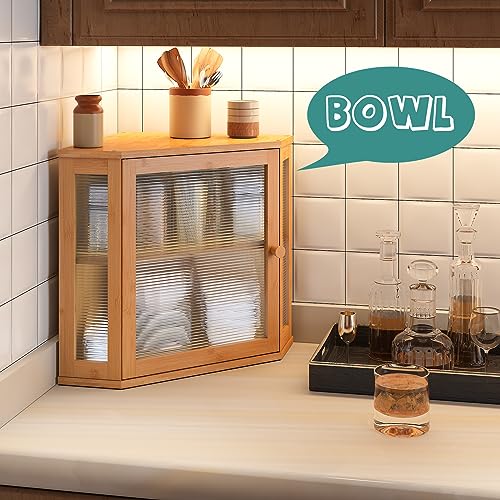 Viewcare Corner Bread Box For Kitchen Counter, Bamboo Wood Large Capacity Bread Storage Bin With Acrylic Wavy Door Panel thumb #6