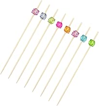HEMOTON 100Pcs Cubo de Cristal De Frutas De Bambu Picaretas Aperitivo Picks Cocktail Martini Bebida Varas Agitador para Sanduíche Palitos Picaretas Bolo Sobremesa Lanches Churrasco