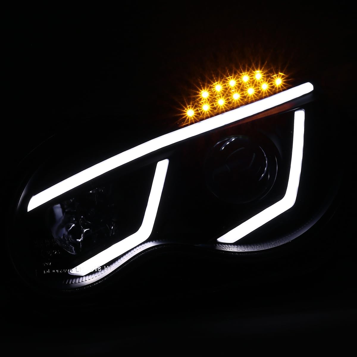 SPEC-D TUNING Black LED Projector Headlights Compatible with 2001-2007 Mercedes-Benz W203 C-Class Sedan, Left + Right Pair Headlamps Assembly