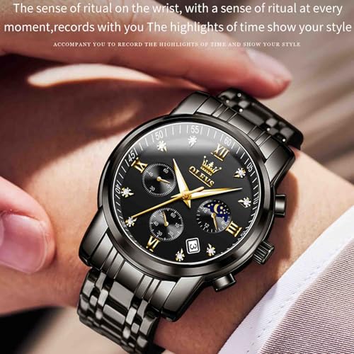 Image of OLEVS Men's Analog Watch Multi Color Business Stainless Steel Waterproof Luminous Quartz Watch Luxury Leisure Date Simulation Original Bowl Watch (In-2858- Multicolor White ?)