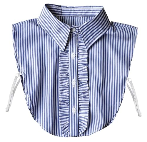 Image of GUZOSJO Blue Striped Detachable Collar Shirt,Dickey Half Blouse False Collar for Lady Girls Men
