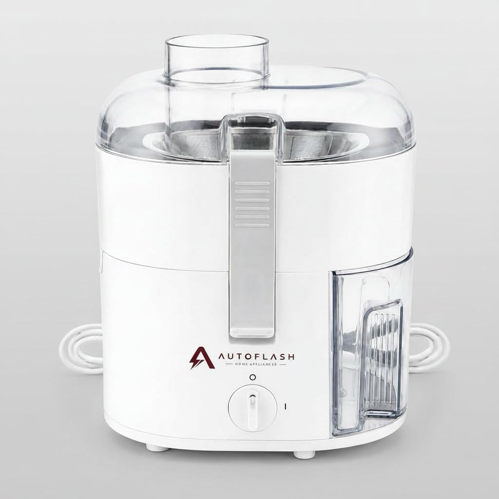 AutoFlash 450W Mini Electric Juicer for Fruits and Vegetables | Japanese Technology Juice Extractor | Compact Design, 1 Year Replacement Warranty | Made in India (White)-picture-11