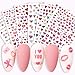 JMEOWIO Stickers Ongles Saint Valentin 3D Nail Art Stickers, 12 Feuilles Autocollants Pour Ongles Autocollants En Forme De Coeur Motif De Fleurs DIY Design Décoration Ongles pour Femmes Filles (C)